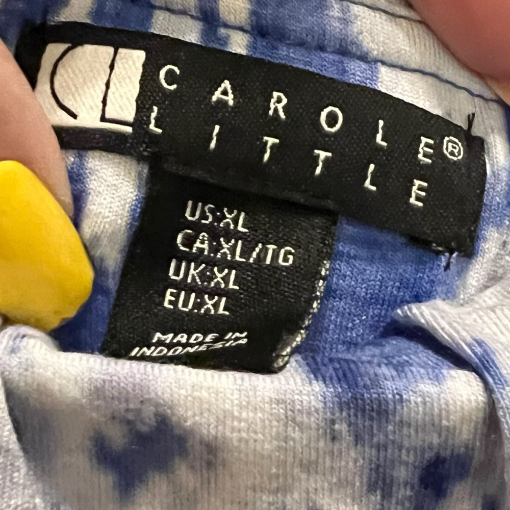 Carole Little Dress Ruched Maxi Cami Halter Empire Blue Tie Dye Boho Hippie XL - Picture 7 of 15